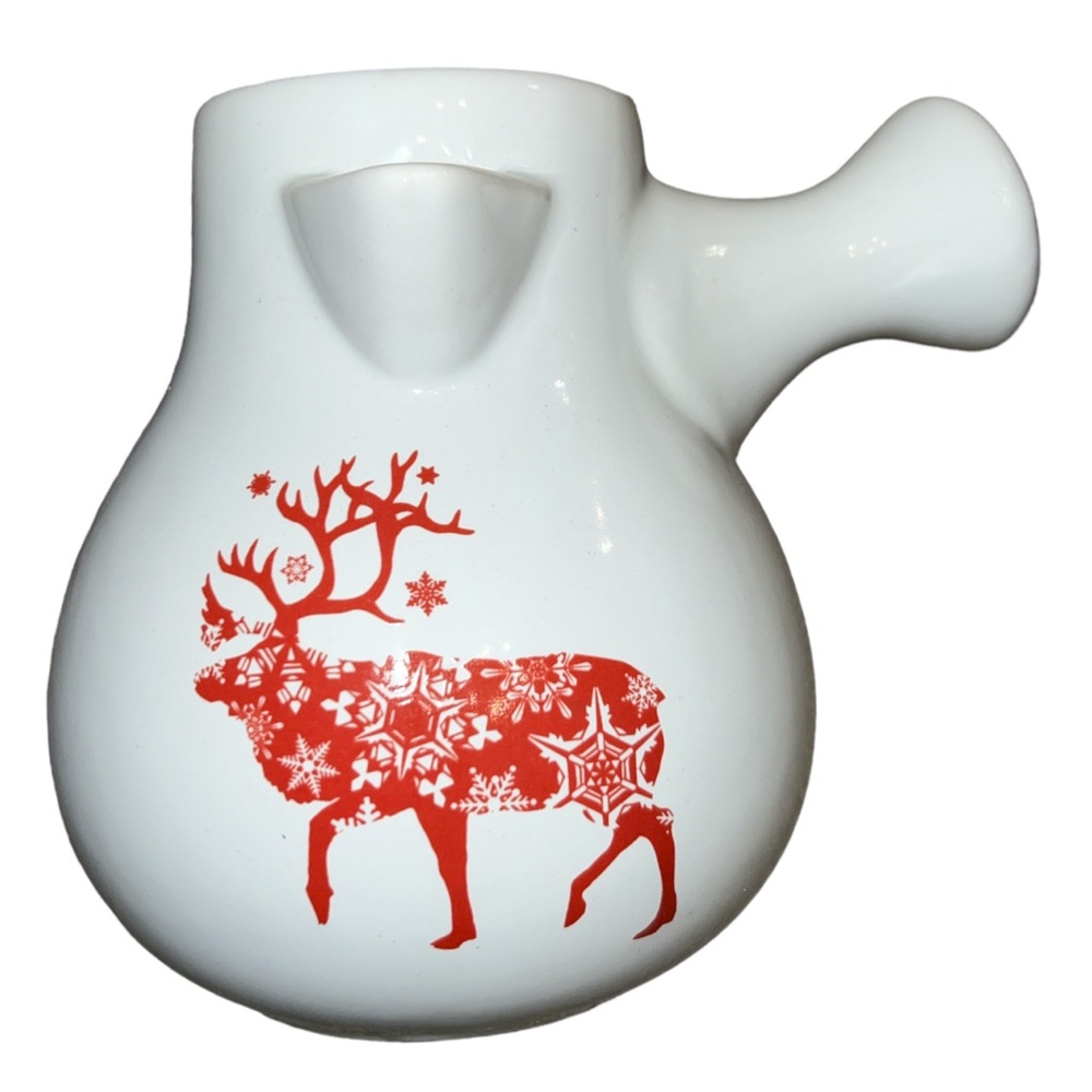 Modern Gourmet Foods REINDEER SNOWFLAKE HOLIDAY COCOA POT/PITCHER Ceramic